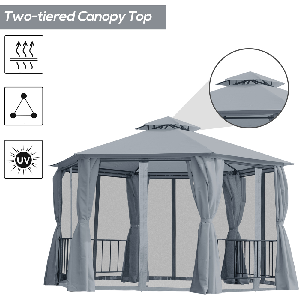 Outsunny 3 x 3m 2-Tier Grey Canopy Gazebo with Sides Image 7