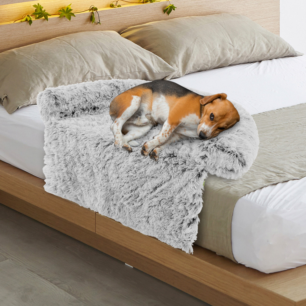 Costway White Medium Fluffy Dog Mat Couch Cover Protector with Anti Slip Bottom Image 3