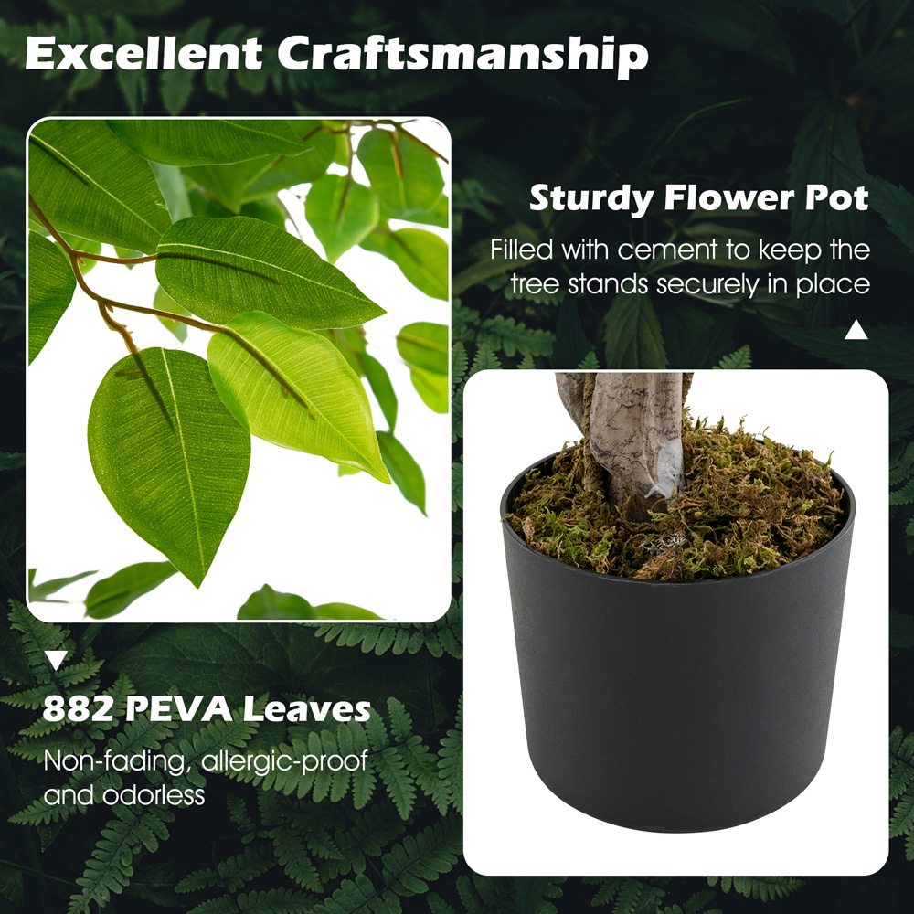Costway Ficus Tree Indoor Artificial Plant In Pot 4.9ft Image 8