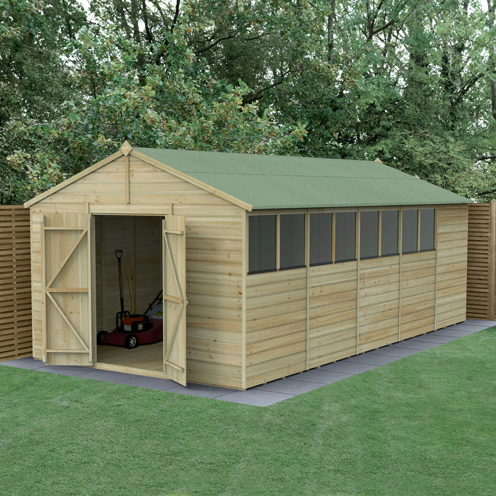 Forest Garden Beckwood 10 x 20ft Double Door 8 Windows Shiplap Apex Shed Image 2