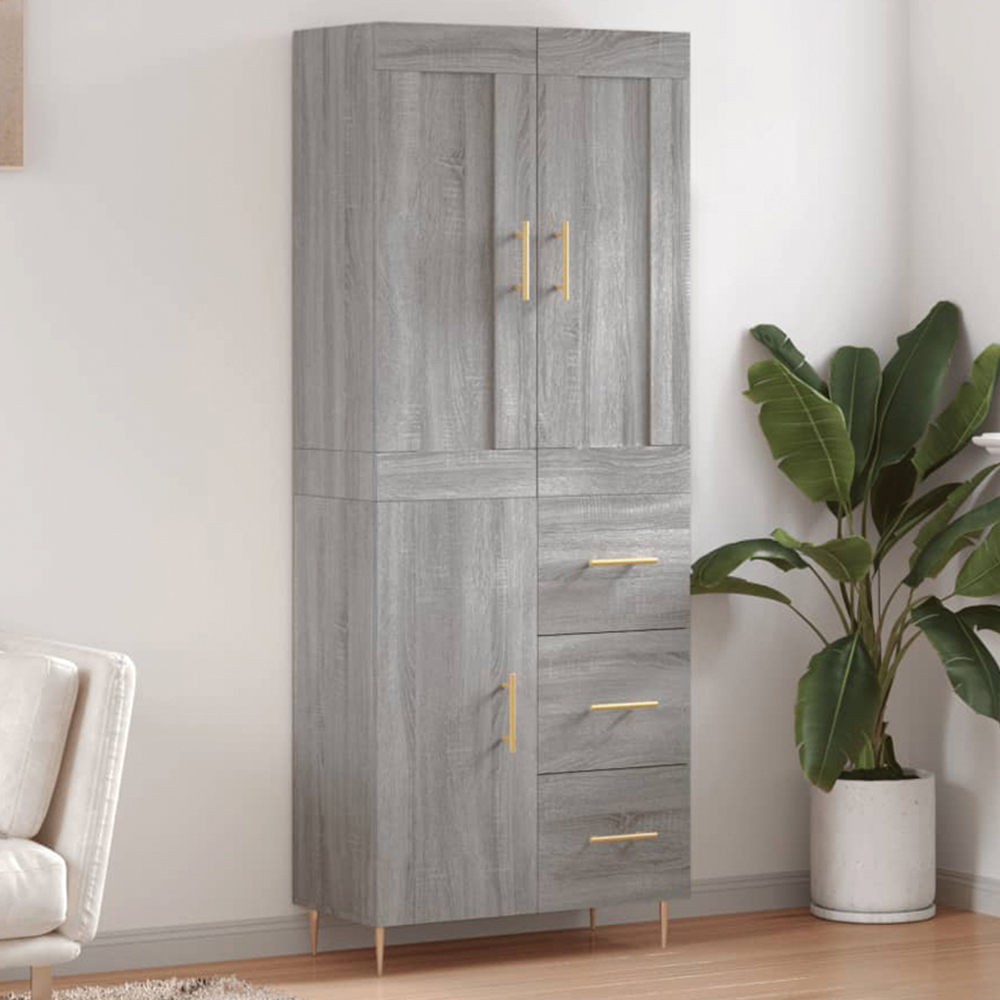 vidaXL 3 Door 3 Drawer Grey Sonoma Highboard Image 1