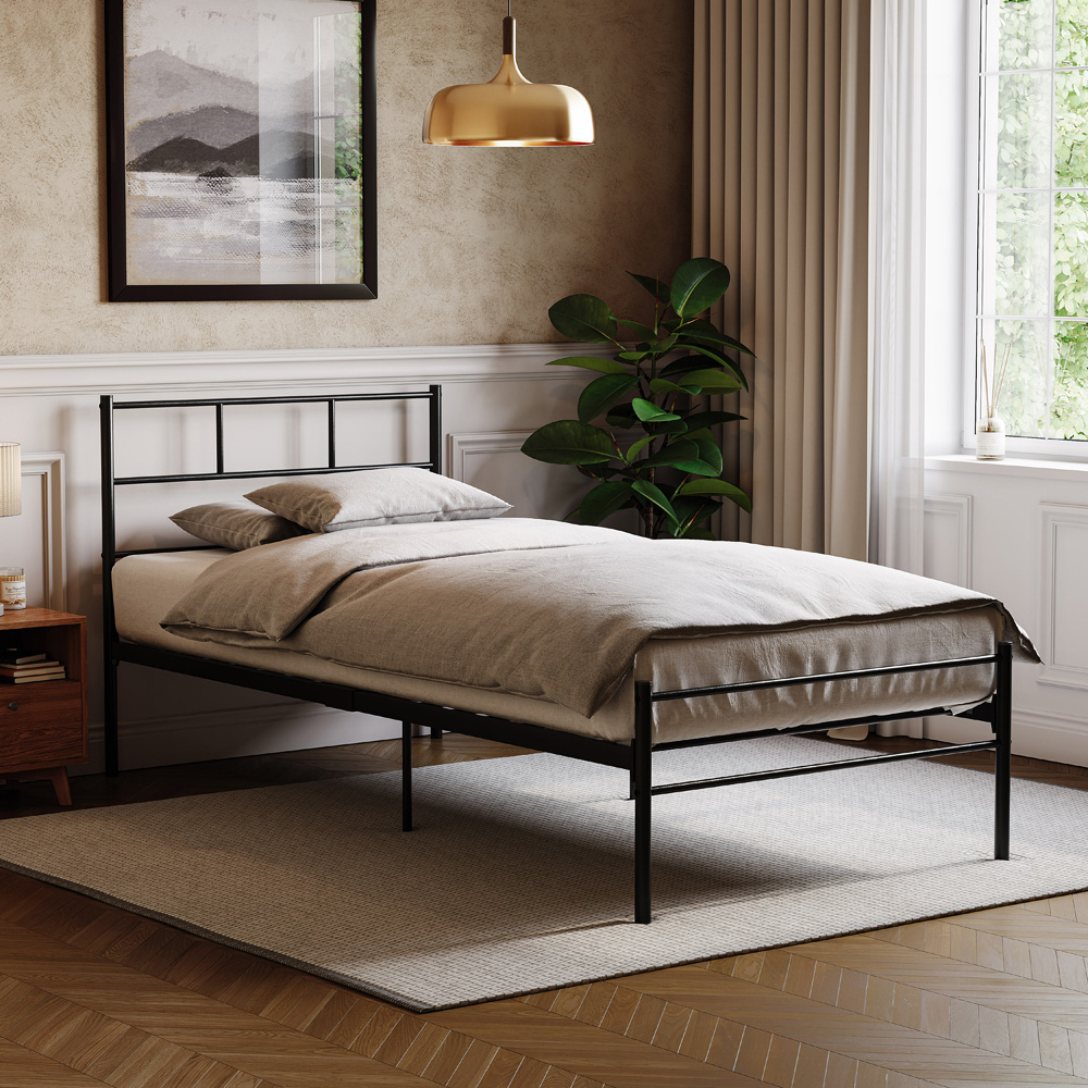 Vida Designs Dorset Single Black Metal Bed Frame Image 1