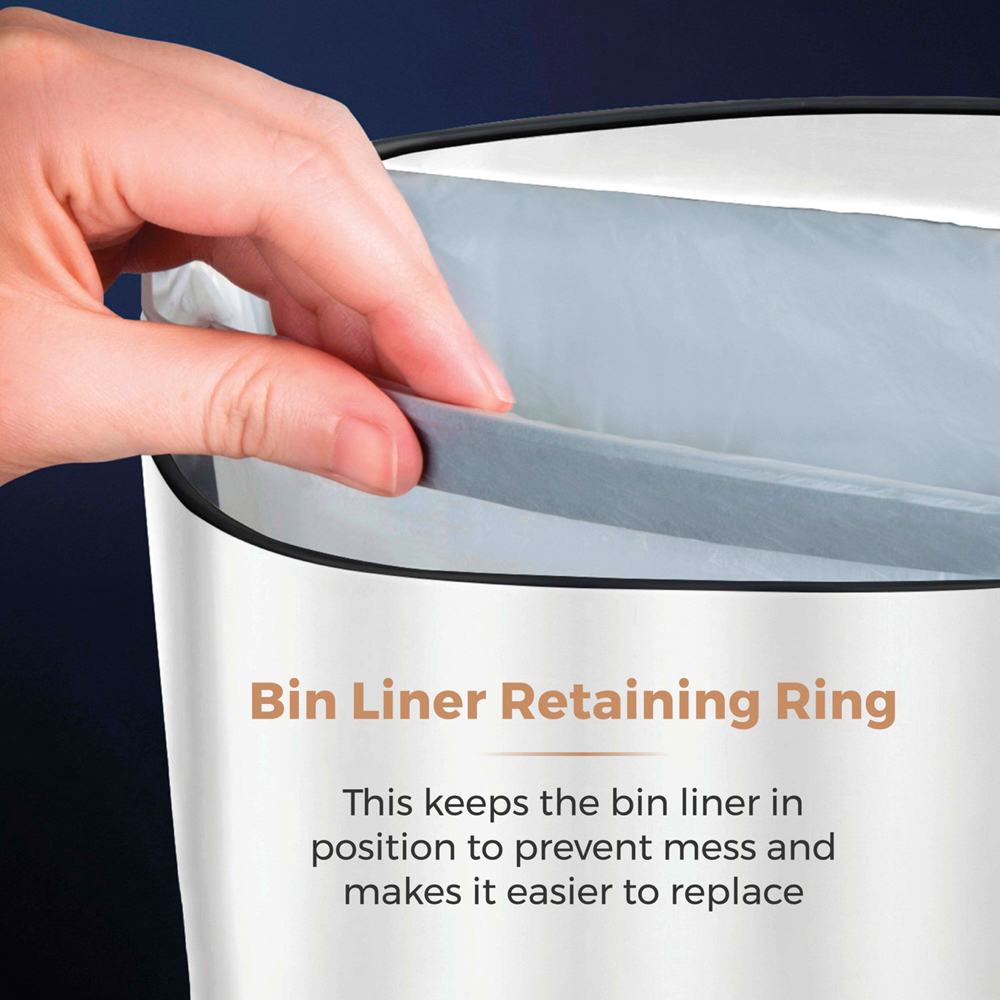 Tower White and Rose Gold Square Sensor Bin 58L Image 5