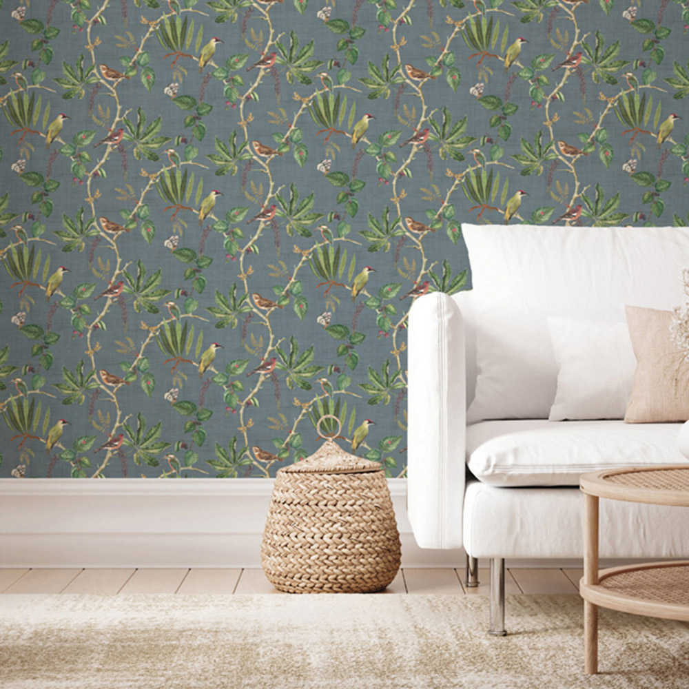 Esselle Home Hill Top Garden Slate Blue Wallpaper Image 4