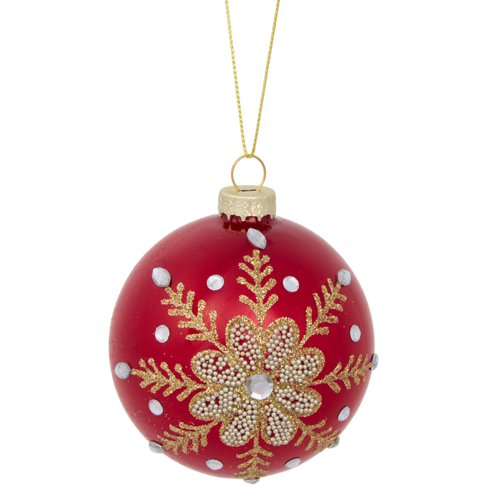 Traditional Beaded Bauble Red Image 1