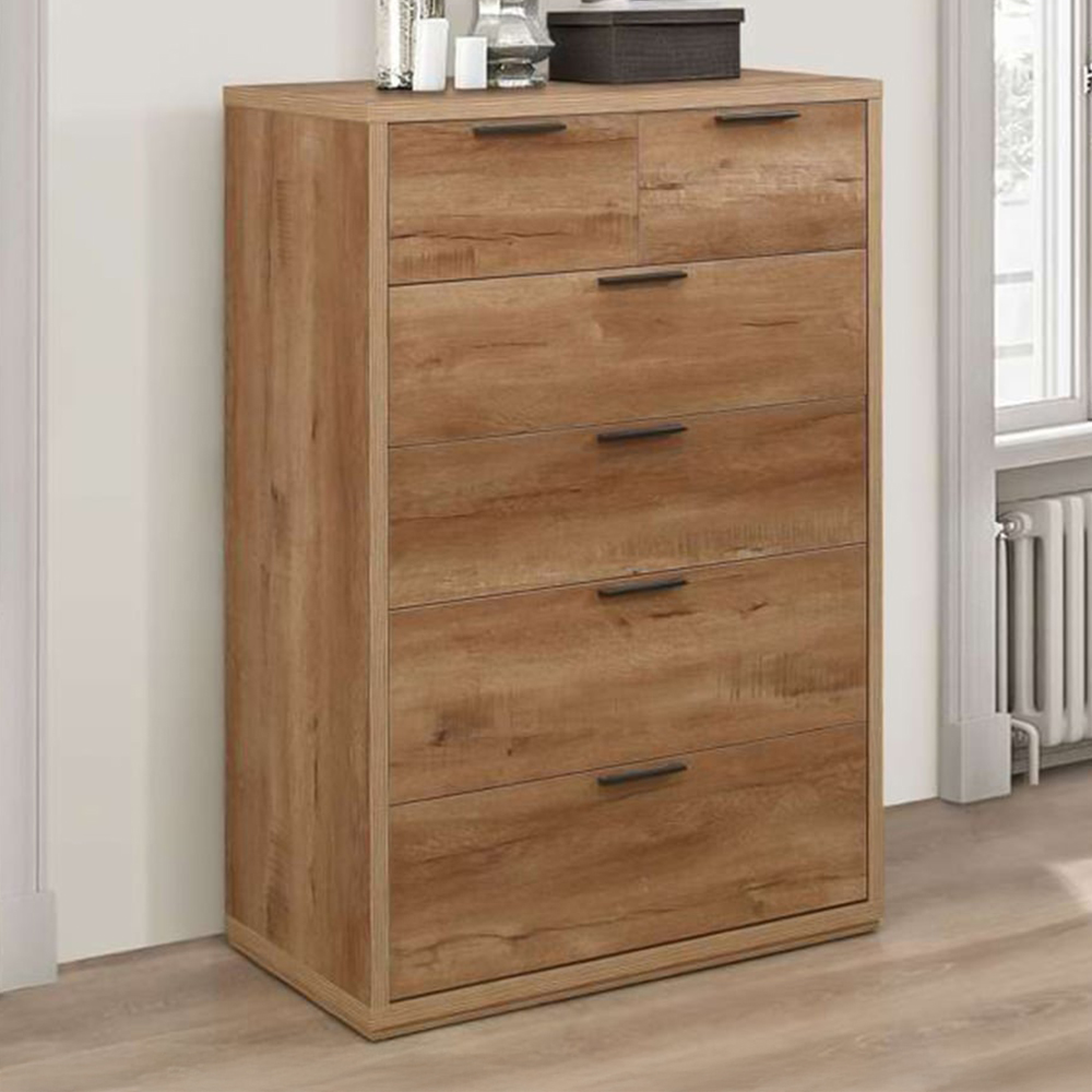 Stockwell 6 Drawer Brown Chest of Drawers Image 1