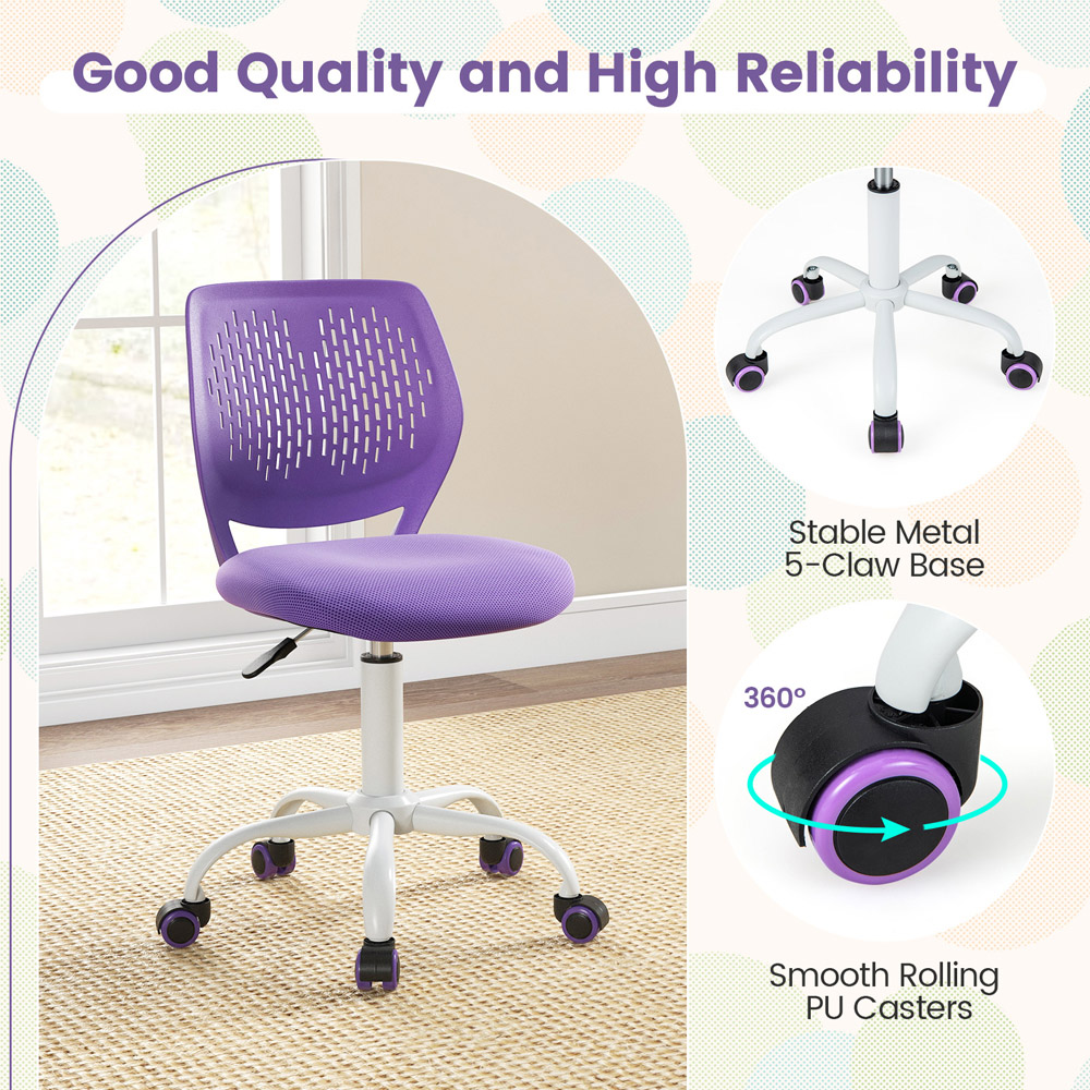 Costway Purple Ergonomic Children Study Chair Image 6