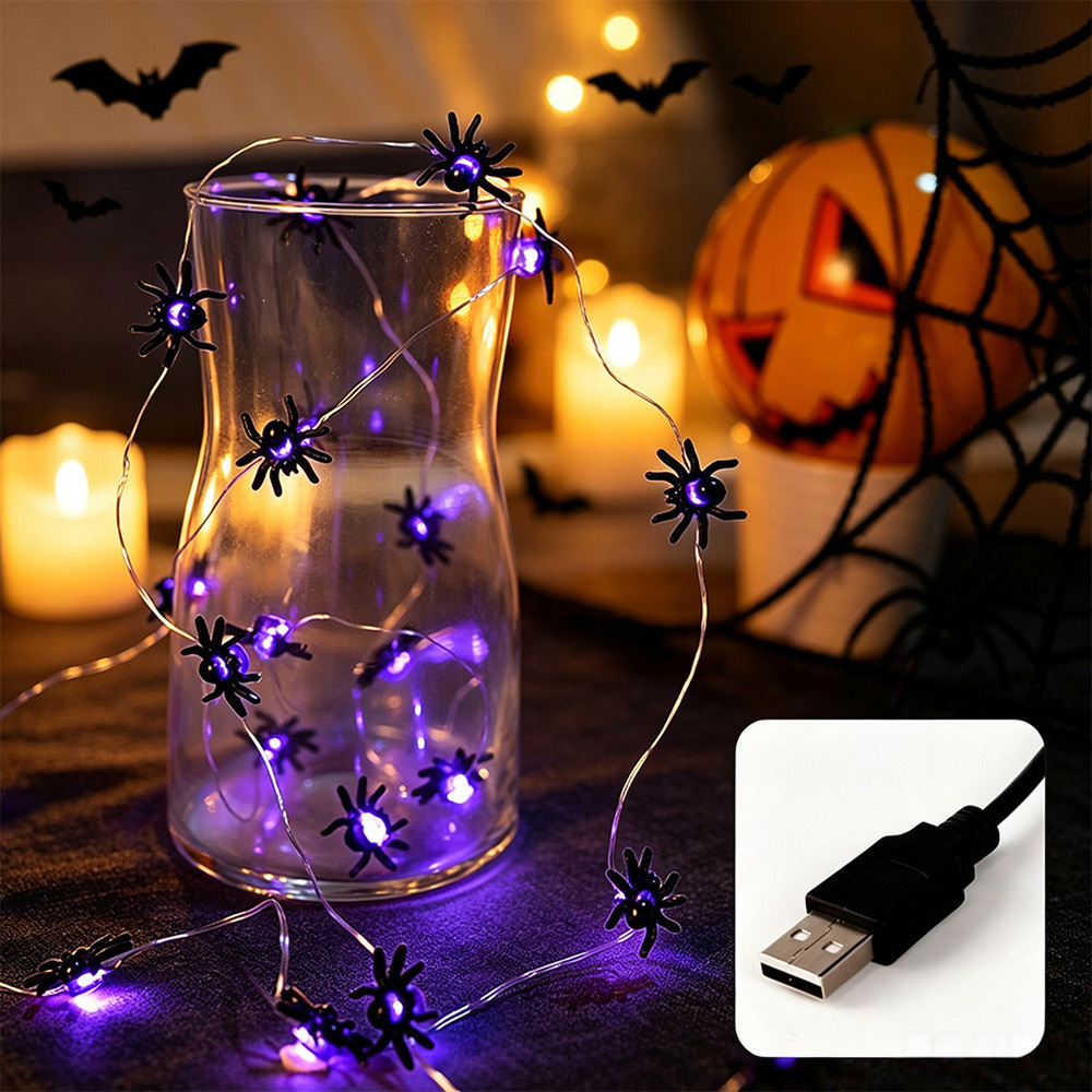 Lovii 50 Purple LED Spider Halloween String Light 5m Image 2