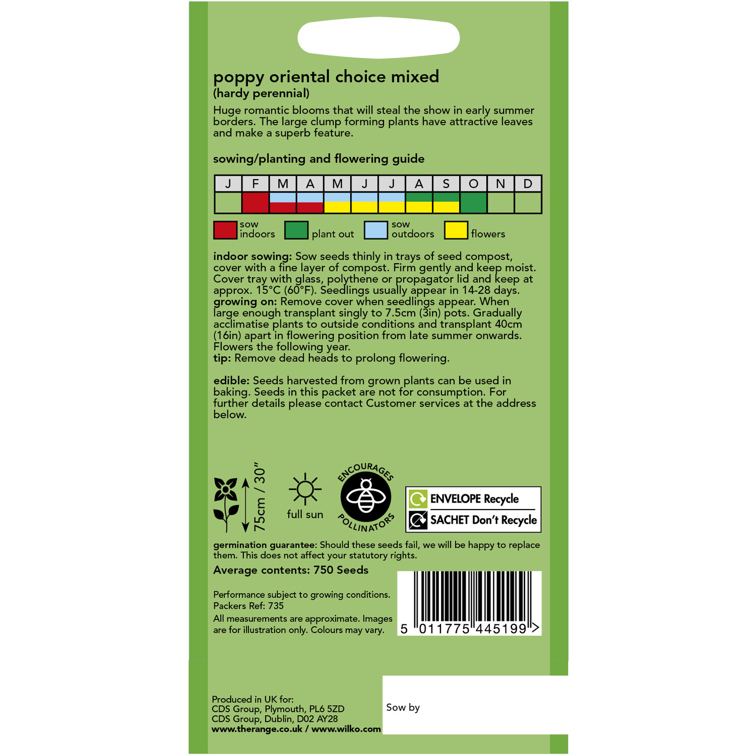 Wilko Poppy Oriental Choice Mixed Seeds Image 2