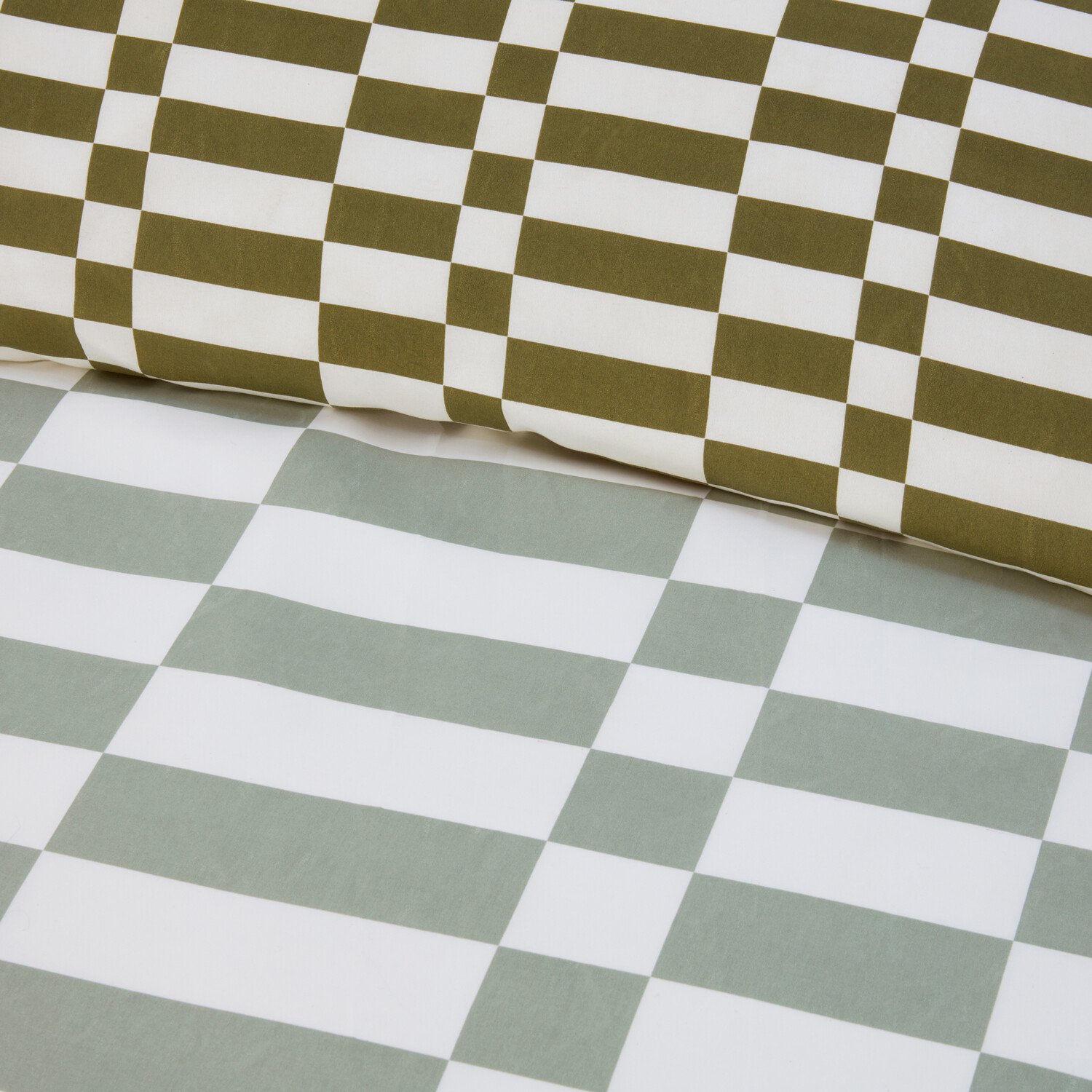 Berlin Check Duvet Set Sage Single Image 4