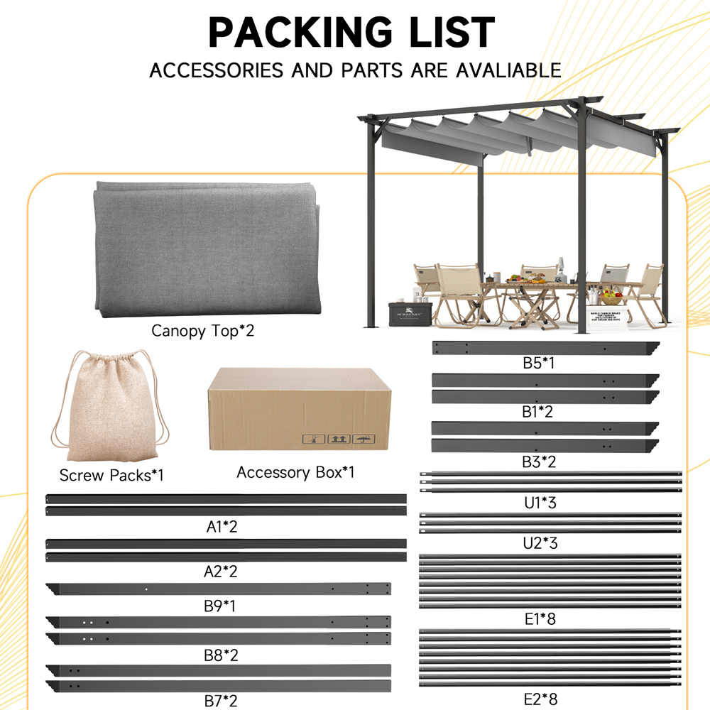 Rattrix 2.4 x 2.4m Grey Pergola with Retractable Canopy Image 6