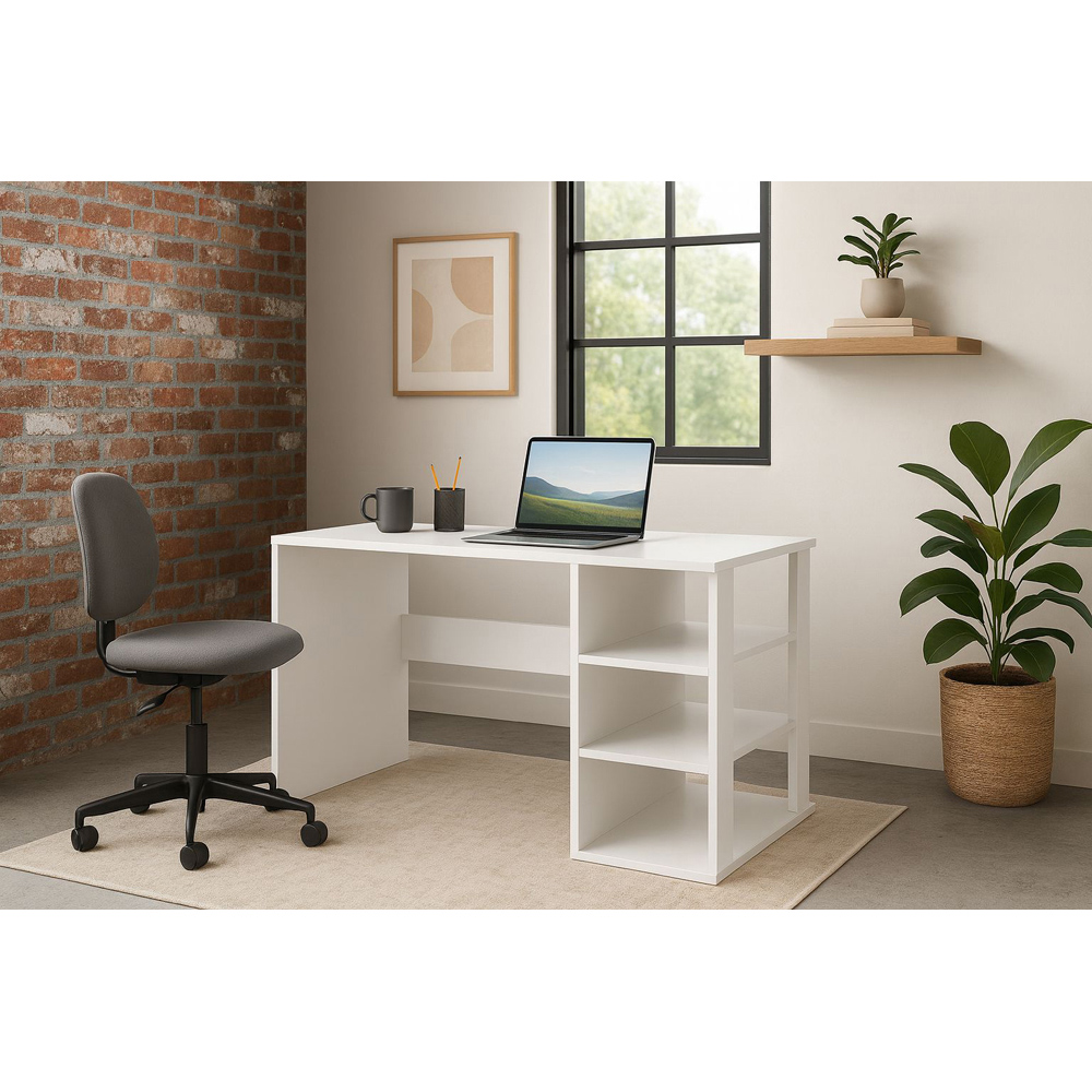 Decorotika Polina 3 Shelf Computer Desk White Image 5
