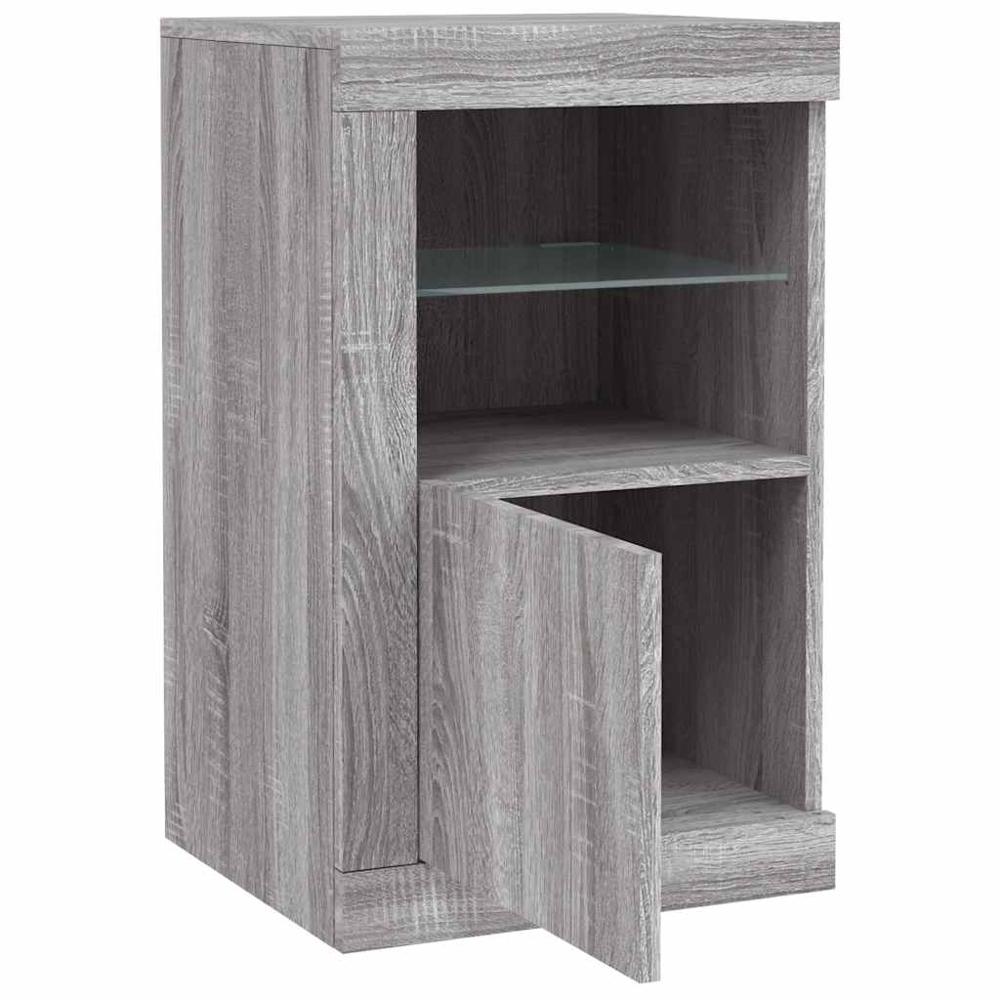 vidaXL Single Door 2 Shelf LED White Side Cabinet Image 6