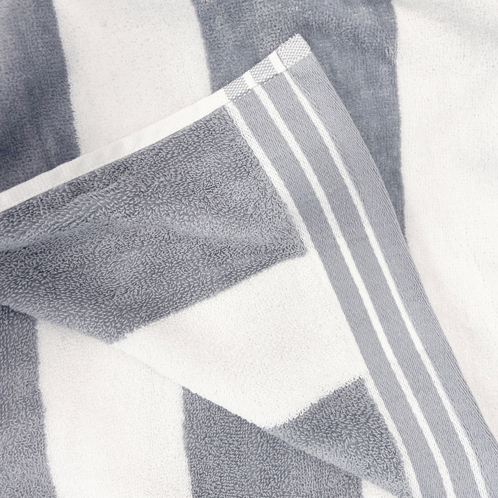 Allure Bath Fashions Jumbo Cabana Cotton Grey Stripe Beach Towel Image 3
