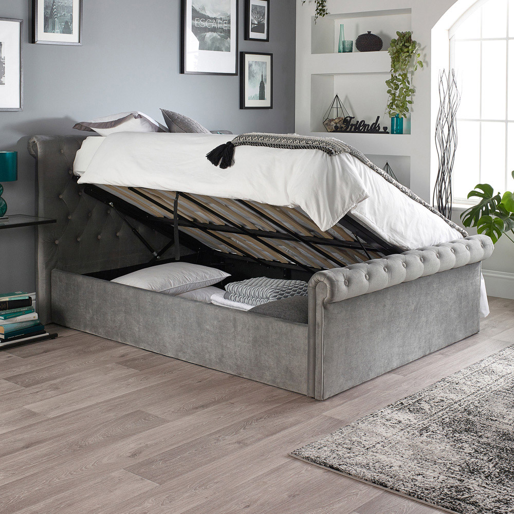 Aspire Chesterfield Super King Size Grey Ottoman Bed Image 8