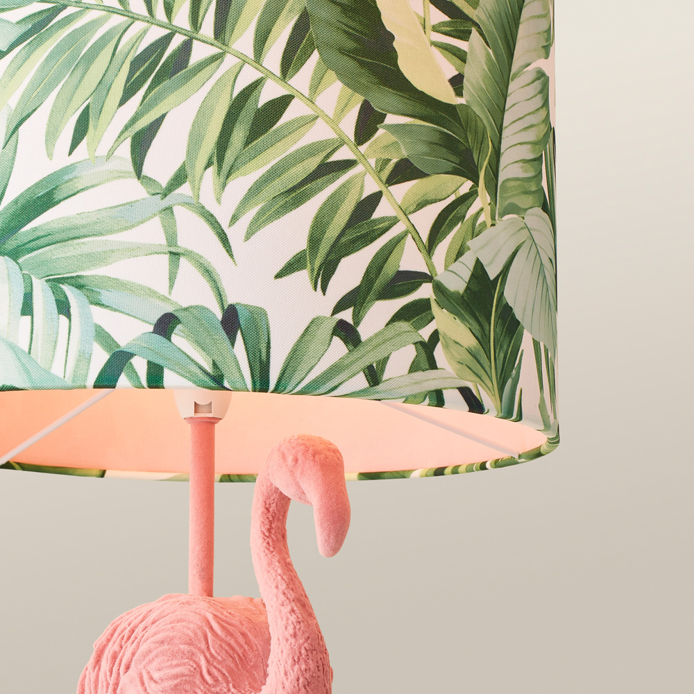 ValueLights Flo Jungle Shade Pink Velvet Flamingo LED Table Lamp Image 4