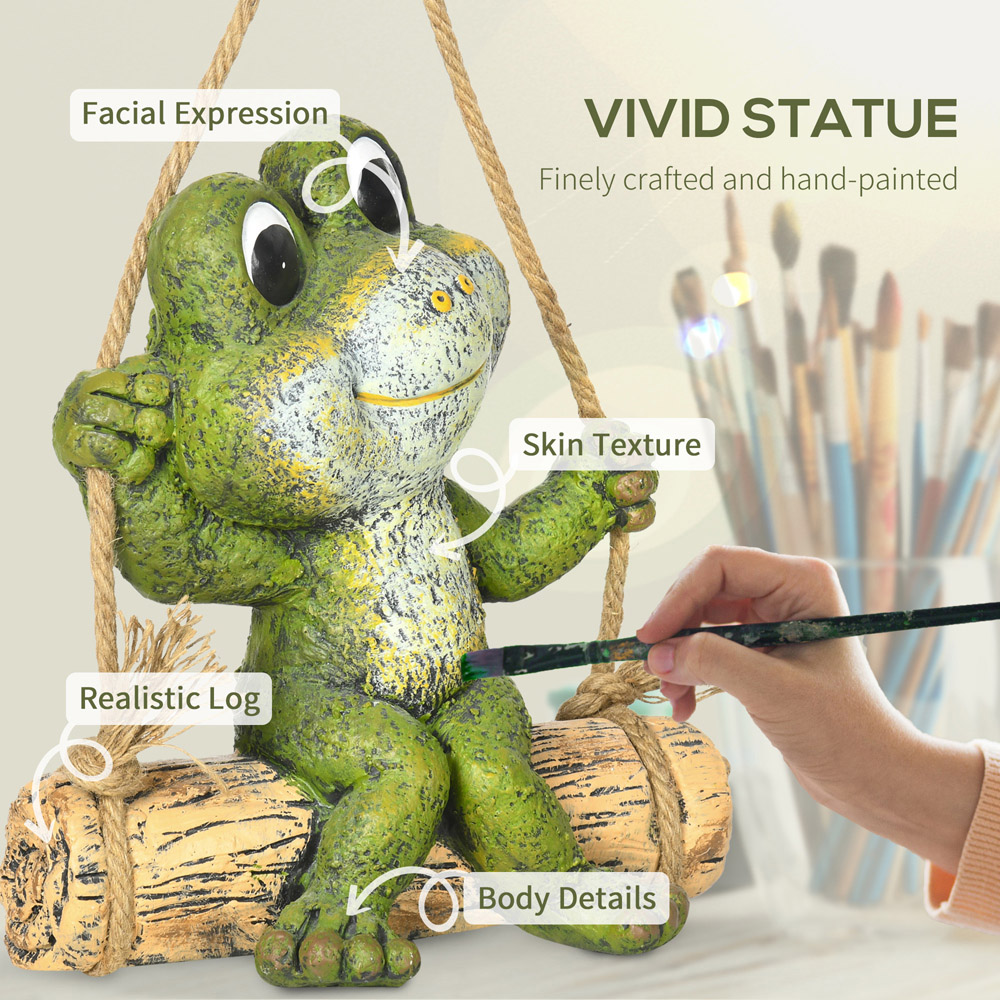 Outsunny Green Vivid Frog Ornament Statue Image 4