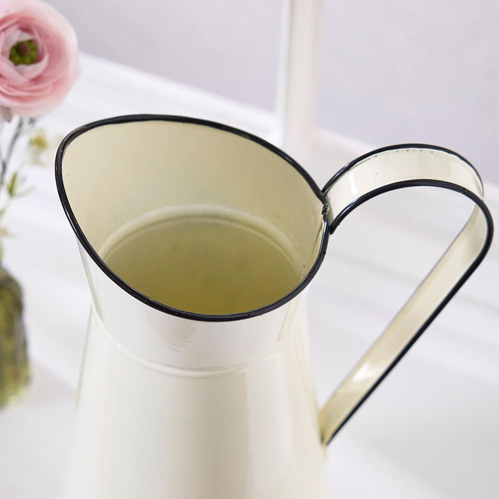 Dibor Cream Ceramic Vintage Style Pitcher Jug Vase Image 5