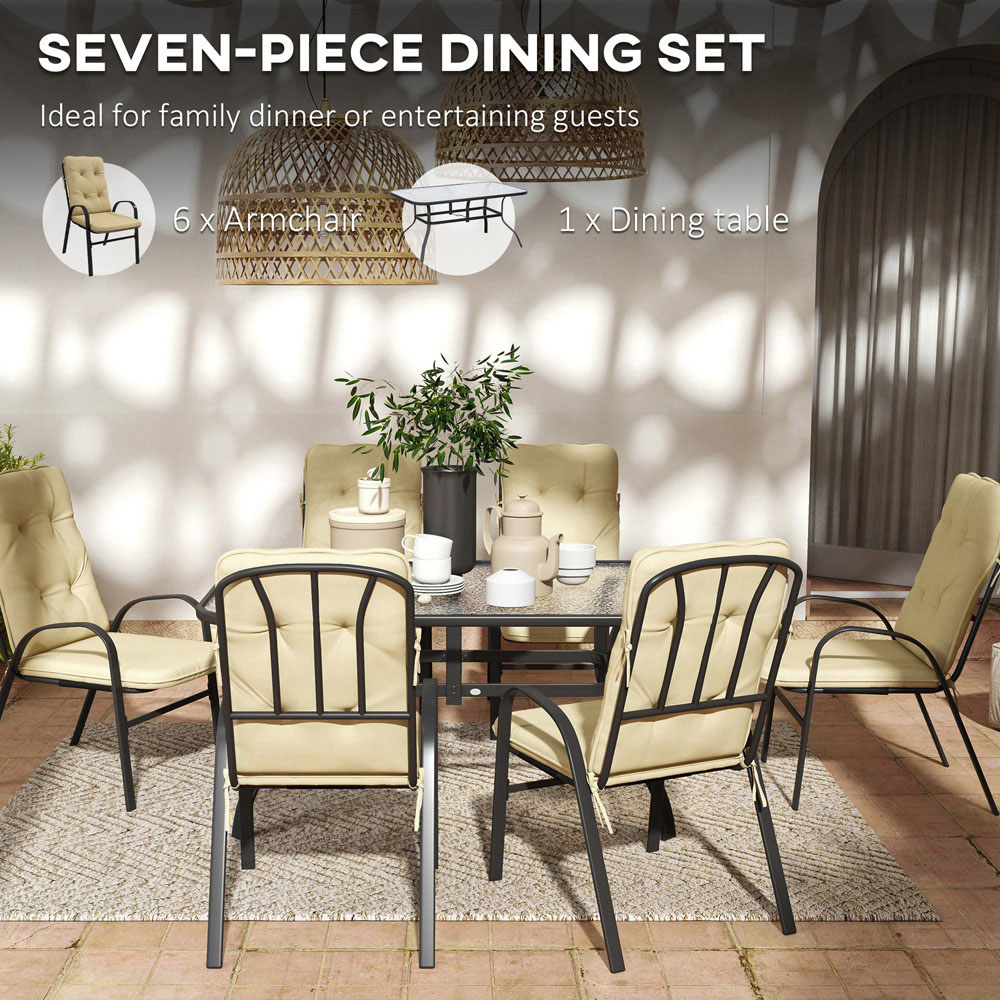 Outsunny 6 Seater Beige Garden Dining Set Image 5