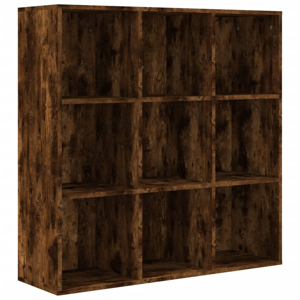 vidaXL 9 Shelf Smoked Oak Bookcase Image 2