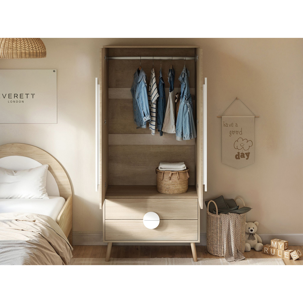 Flair Noah 2 Door 2 Drawer Oak and White Wardrobe Image 6