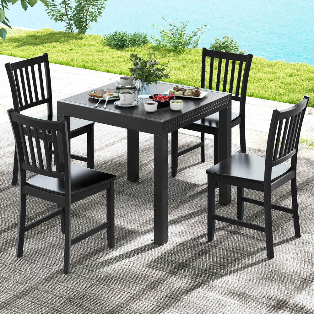 Costway 6 Seater Rectangular Aluminium Expandable Dining Table Grey Image 5