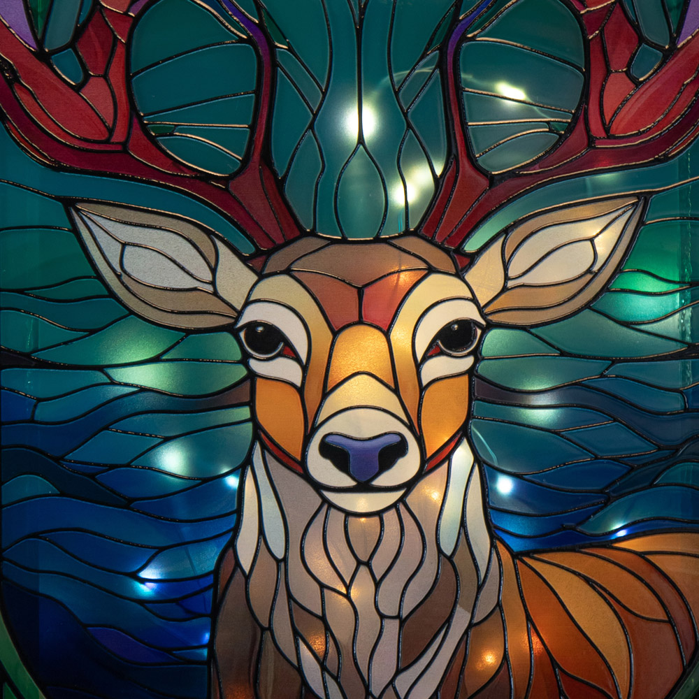 Samuel Alexander Warm White LED Stag Stained Glass Christmas Decoration 28cm Image 6