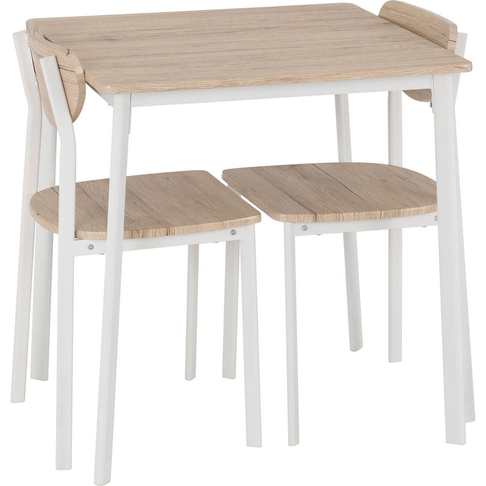 Seconique Riley 2 Seater Large Dining Set Light Oak Veneer and White Image 3