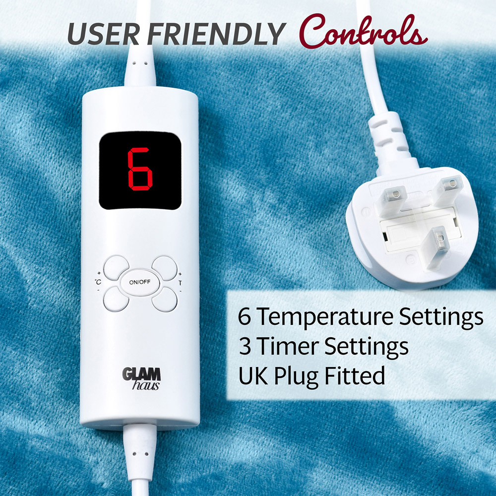 GlamHaus Light Blue Electric Throw 160 x 130cm Image 4