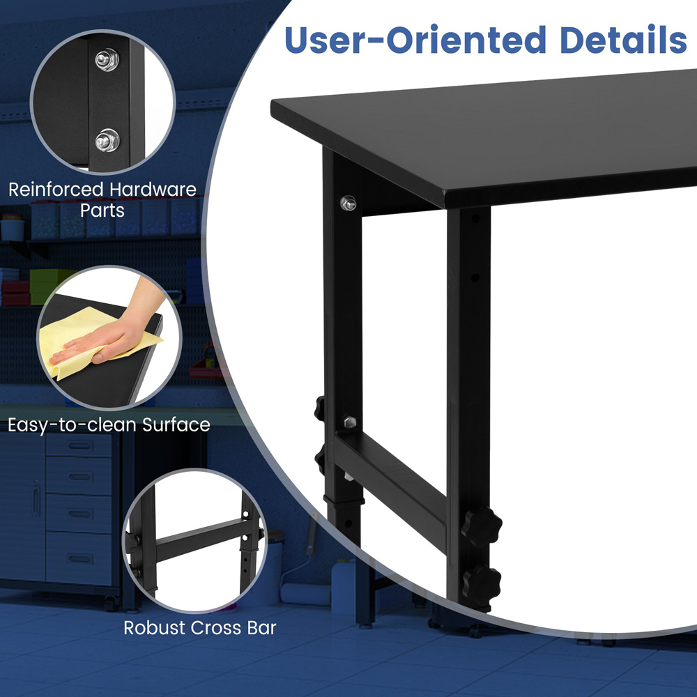 Costway Black Height Adjustable Workbench Image 5