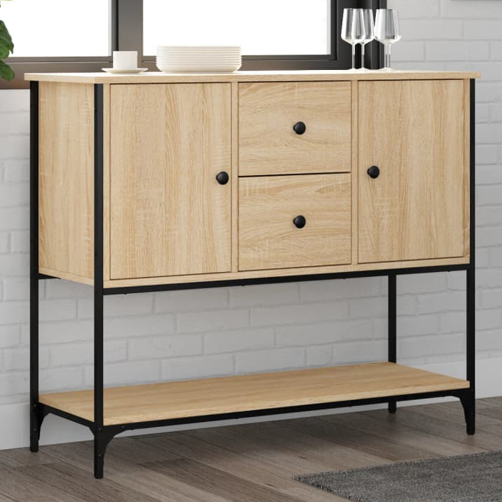 vidaXL 2 Door 2 Drawer Single Shelf Sonoma Oak Sideboard Image 1