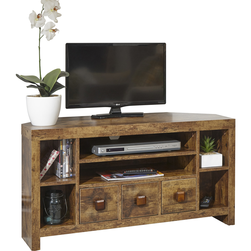 GFW Jakarta 3 Drawer 6 Shelf Mango Yellow Corner TV Unit Image 3