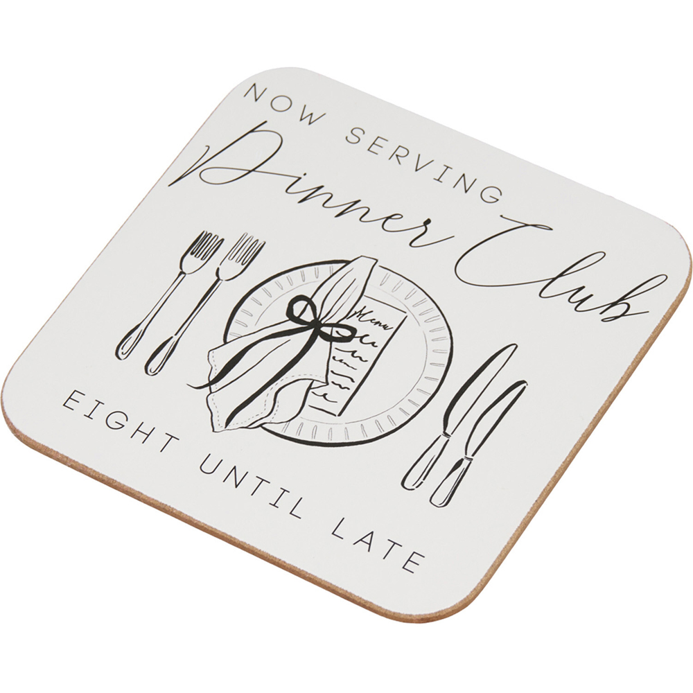 Pack of 6 Dinner Club Coasters White Image 5
