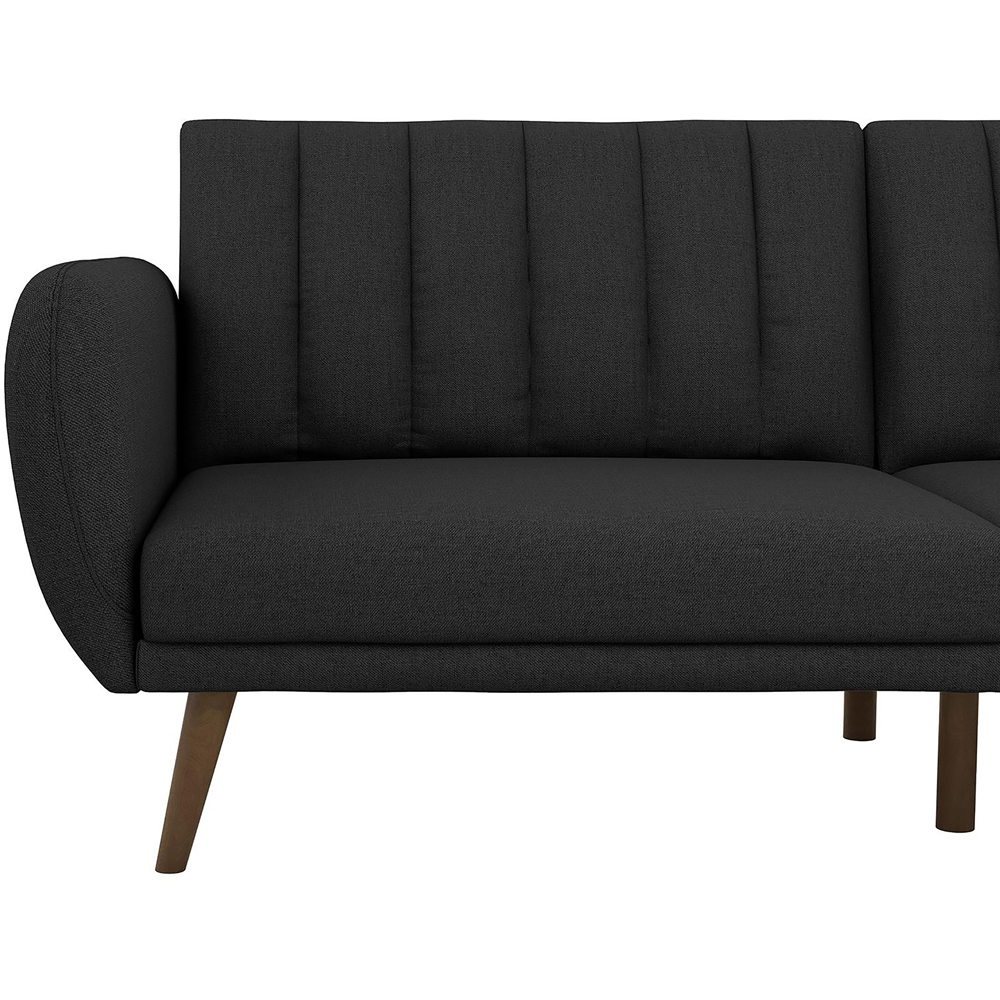 Novogratz Brittany 3 Seater Dark Grey Linen Sofa Bed with Wooden Legs Image 5