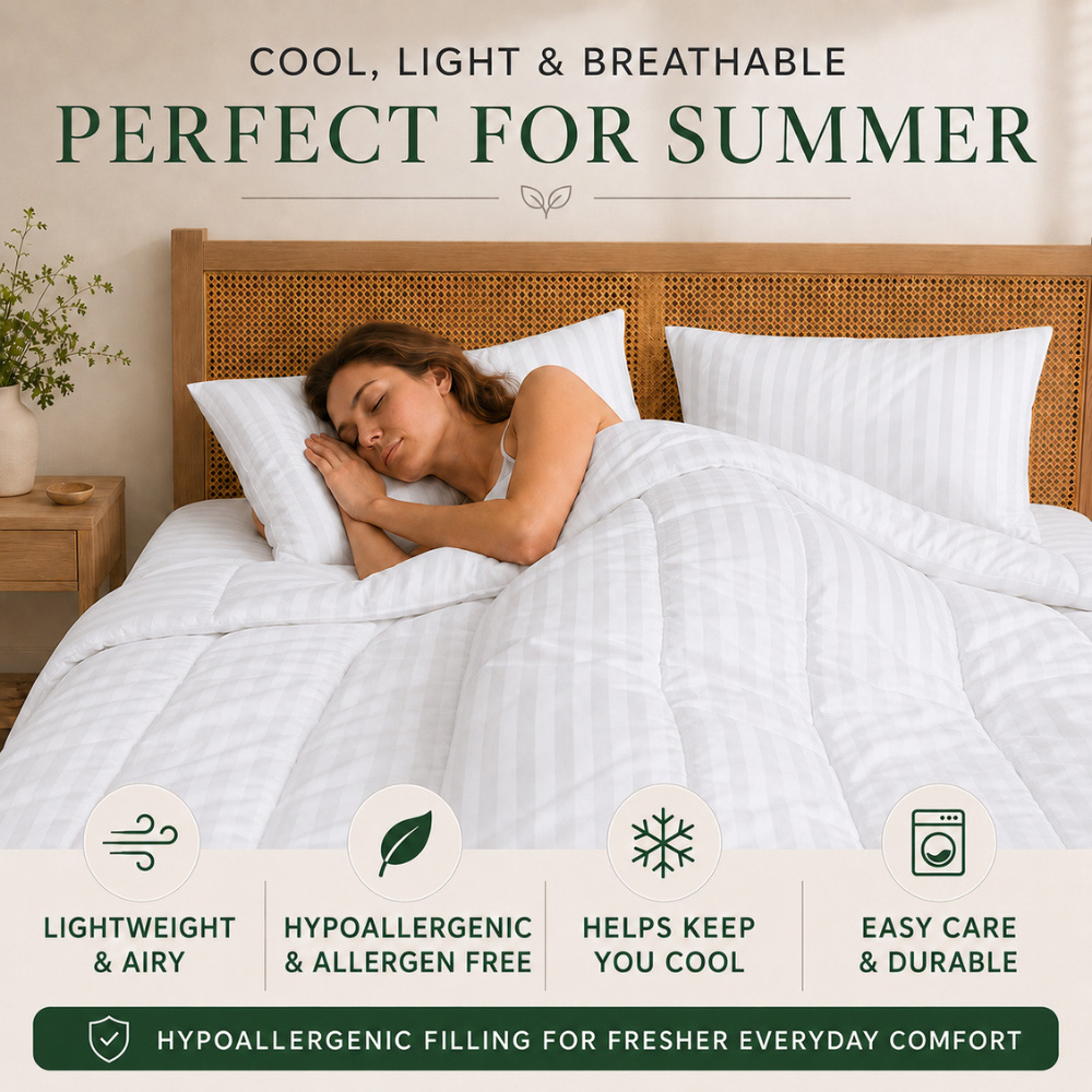 MHG Living King Size White Summer Hollowfibre Duvet 1 Tog Image 3