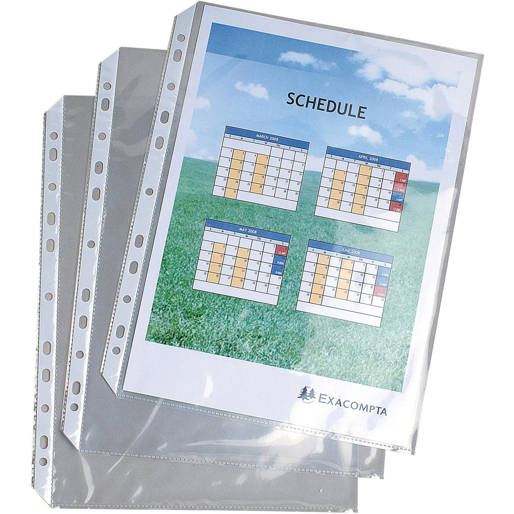 Exacompta Exactive A4 Crystal Punched Pocket 100 Pack Image 2