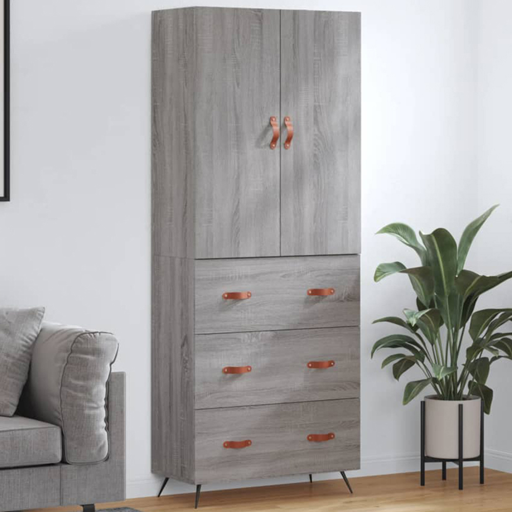 vidaXL 2 Door 3 Drawer Grey Sonoma Tall Highboard Image 1