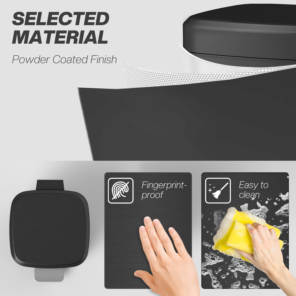 HOMCOM Black Pedal Kitchen Bin with Soft Close Lid 12L Image 6