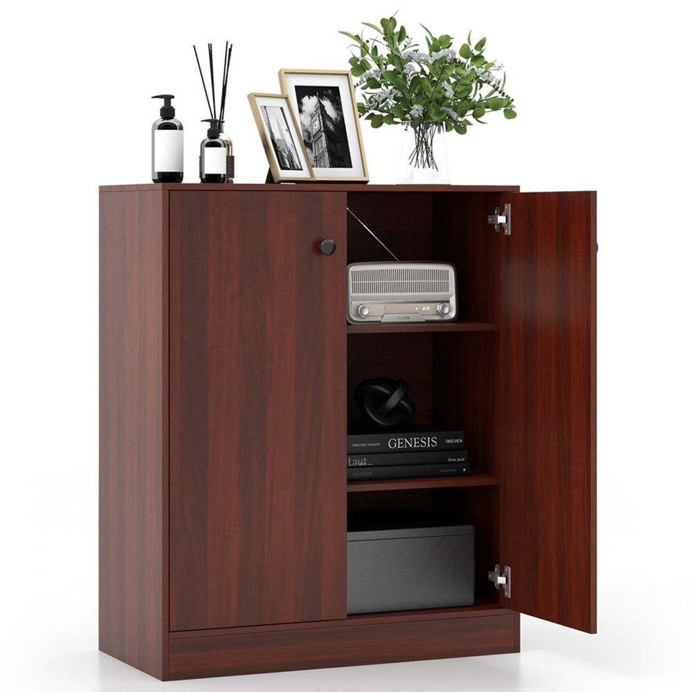 Costway 2 Door Brown Storage Cabinet Image 3