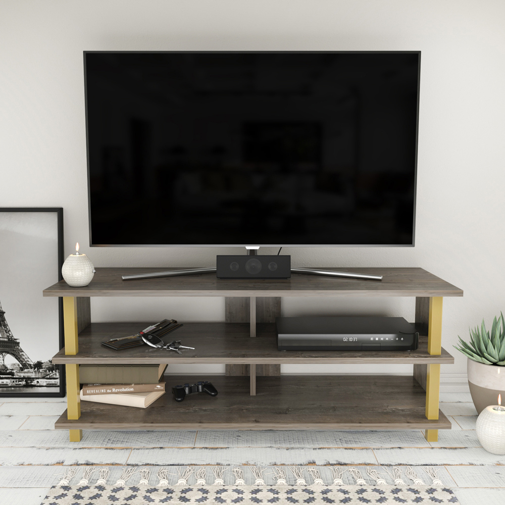 Decorotika Pueblo 4 Shelf Gold Wenge TV Stand for 55 inch TV Image 4