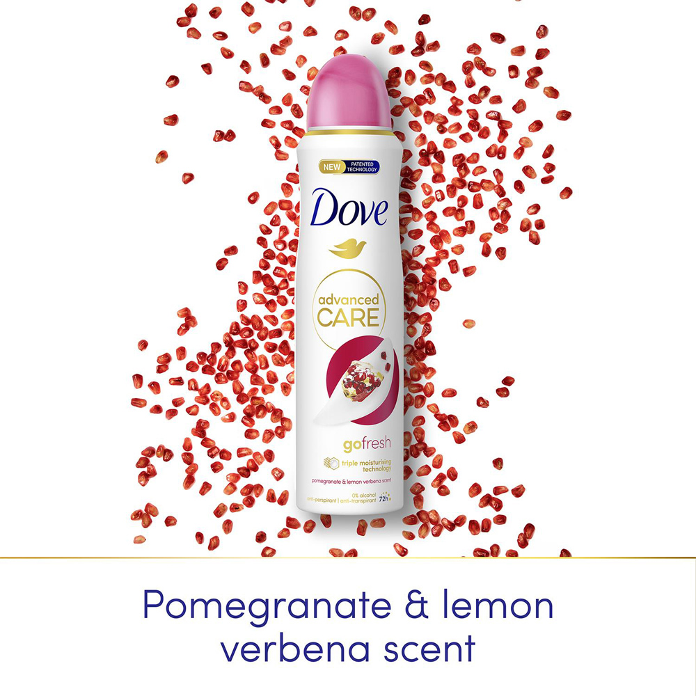 Dove Advanced Go Fresh Pomegranate and Lemon Anti-Perspirant Deodorant Spray for Women 150ml 6 Pack Image 5