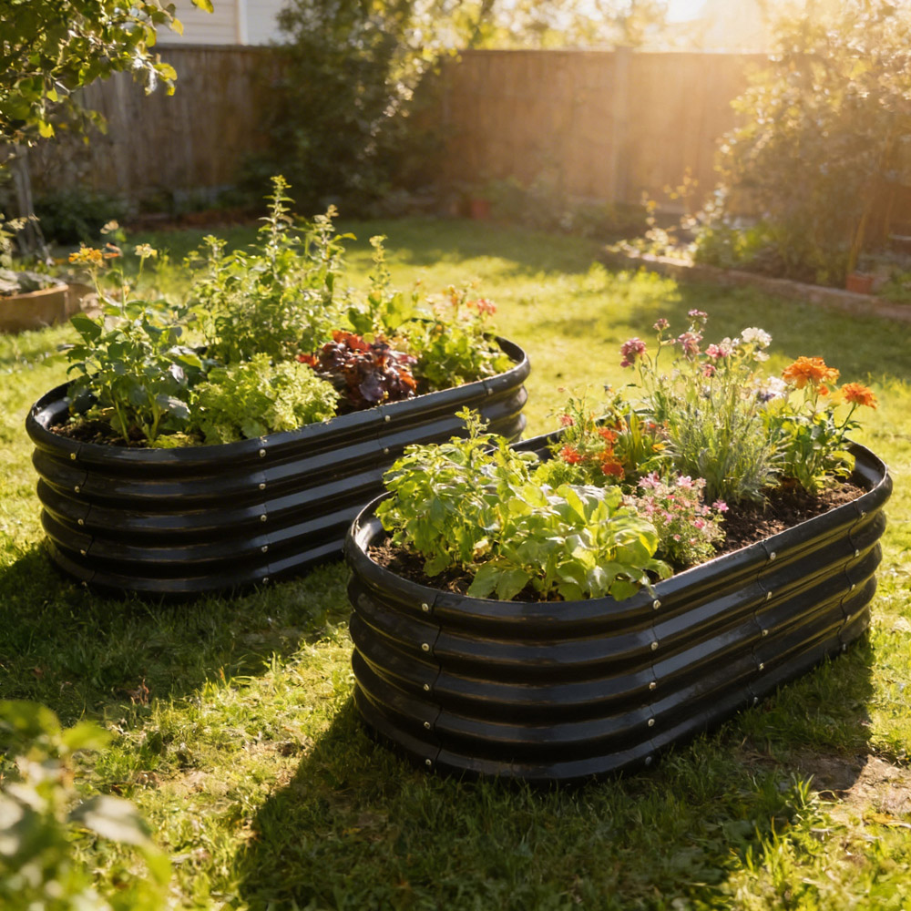 Harbour Housewares Anthracite Rounded Galvanised Steel Raised Garden Bed 120 x 60cm Image 2