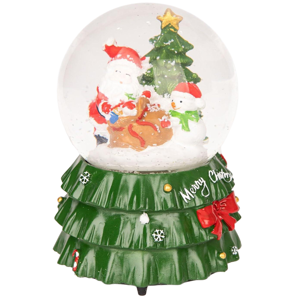 Shatchi Musical Snowglobe Santa and Xmas Tree Scene Image 1