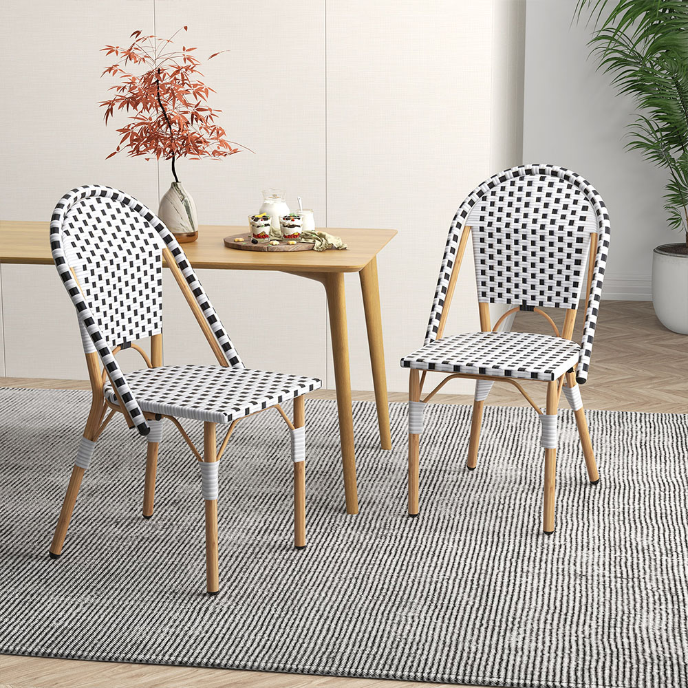 Costway Set of 2 White Rattan Armless French Bistro Chair Image 4