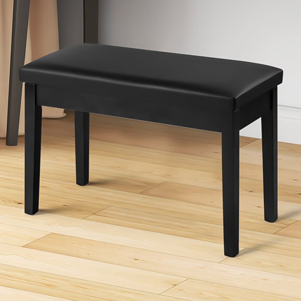 Costway 2 in 1 Black Padded Piano Bench Image 1