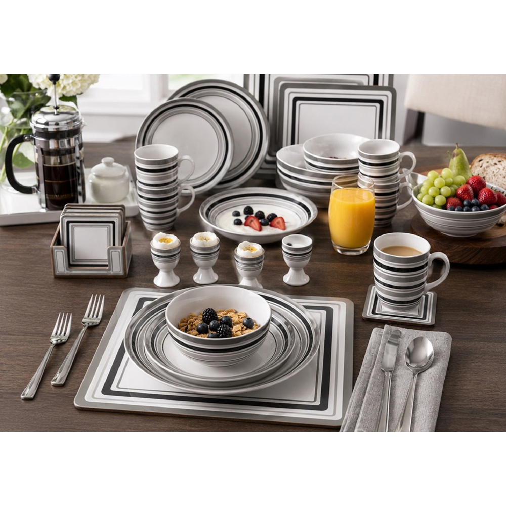 Waterside Brompton 80 Piece Grey Dinner Set Image 2