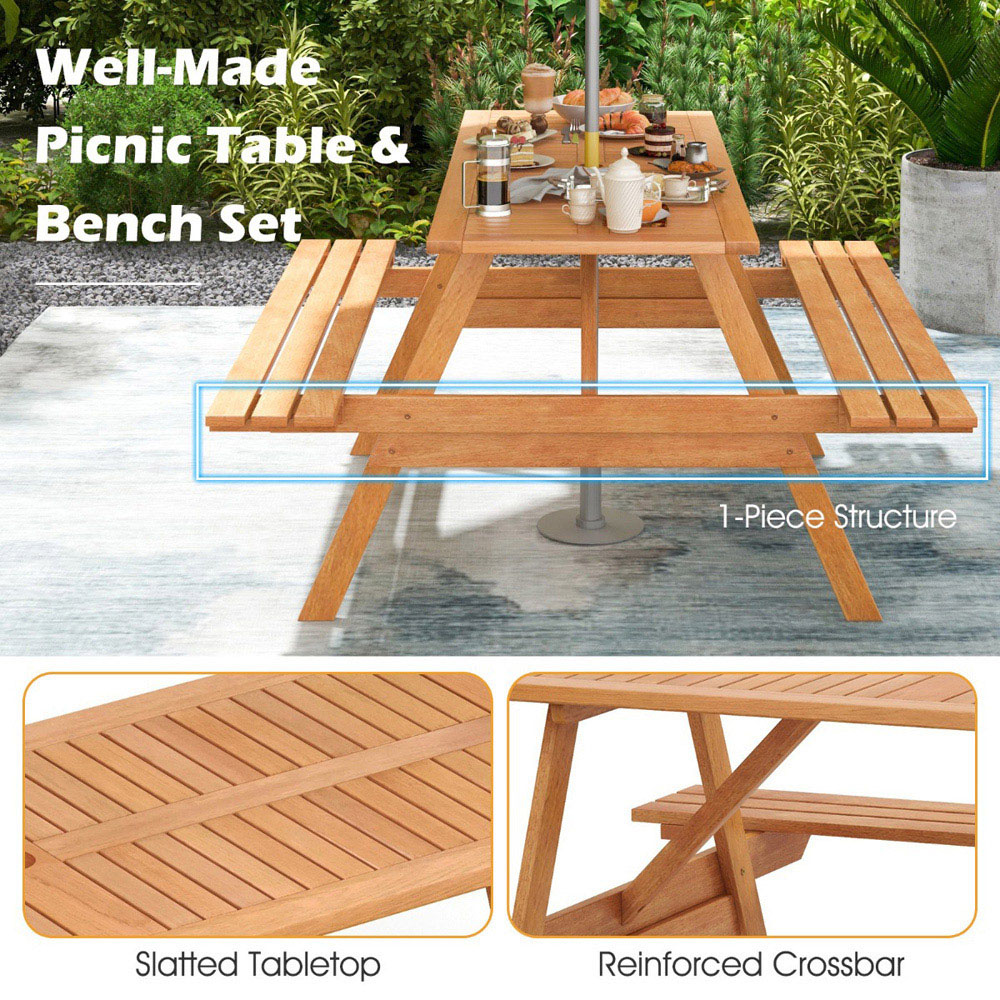 Costway 6 Seater Built In Bench and Picnic Table Image 9