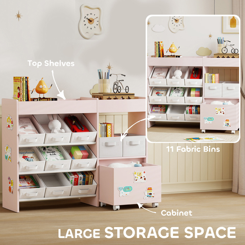 AIYAPLAY 11 Bin Pink Kids Toy Storage Unit with 3 Stickers Image 8