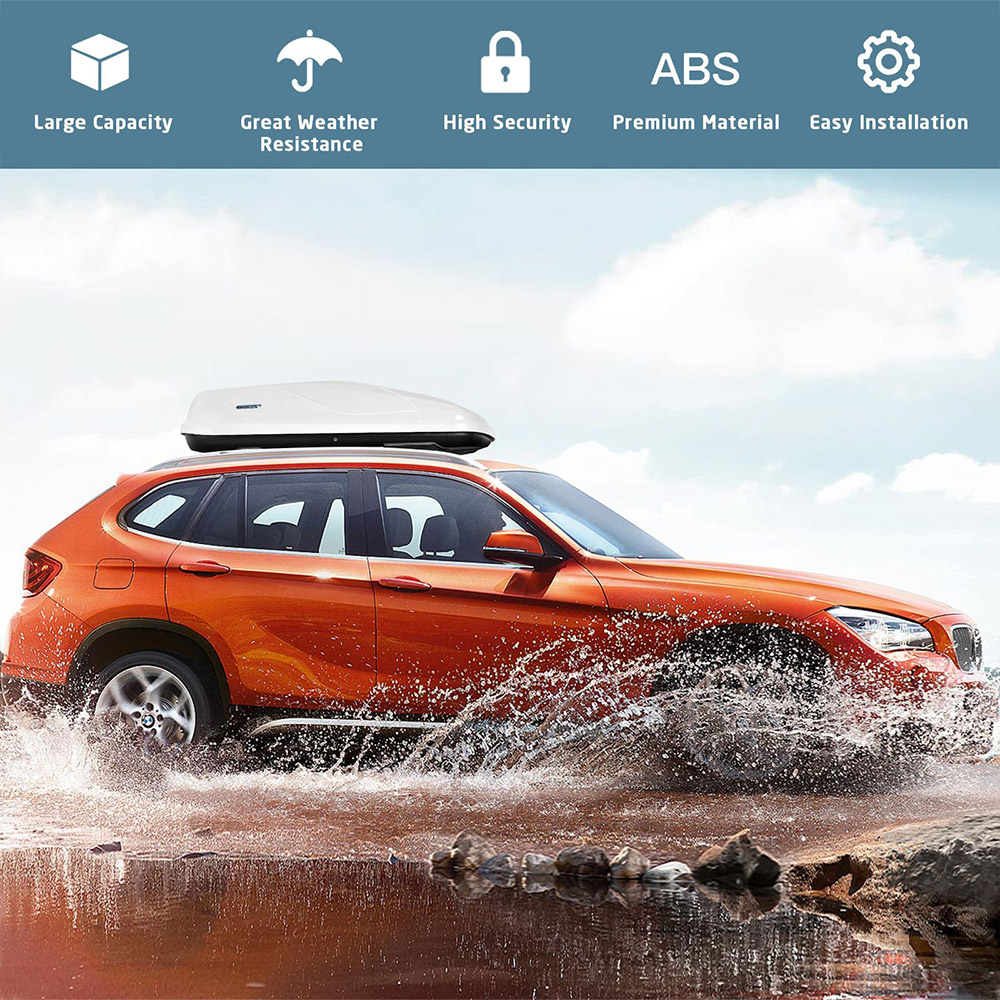 Costway White Car Rooftop Cargo Box Image 4