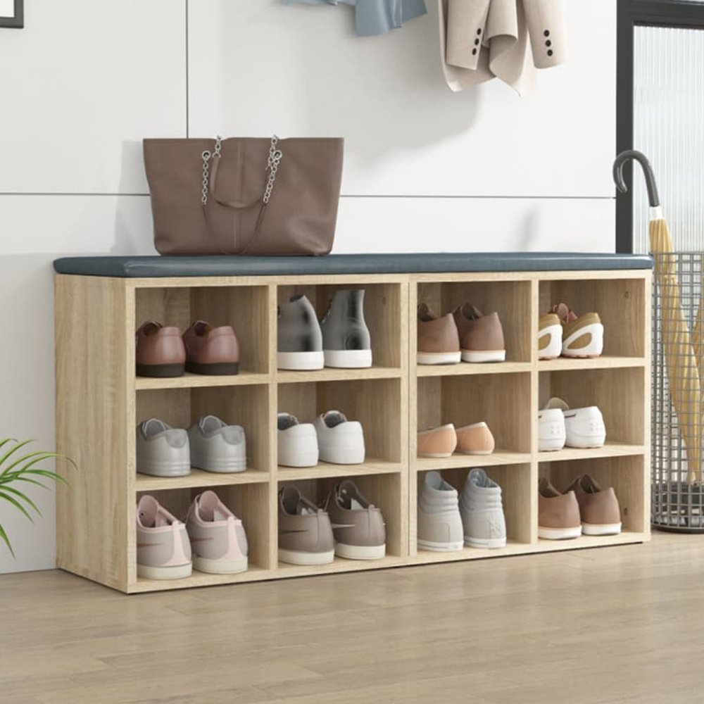 vidaXL 12 Open Shelf Sonoma Oak Shoe Storage Cabinet Set of 2 Image 1